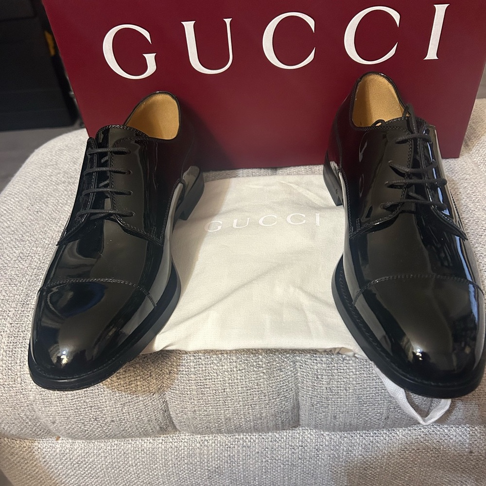 Gucci Men's Black Leather Shoes NWT - Picture 3 of 10